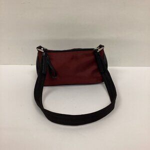 Vintage Y2k Prada Red Burgundy Nylon Baguette Shoulder Bag